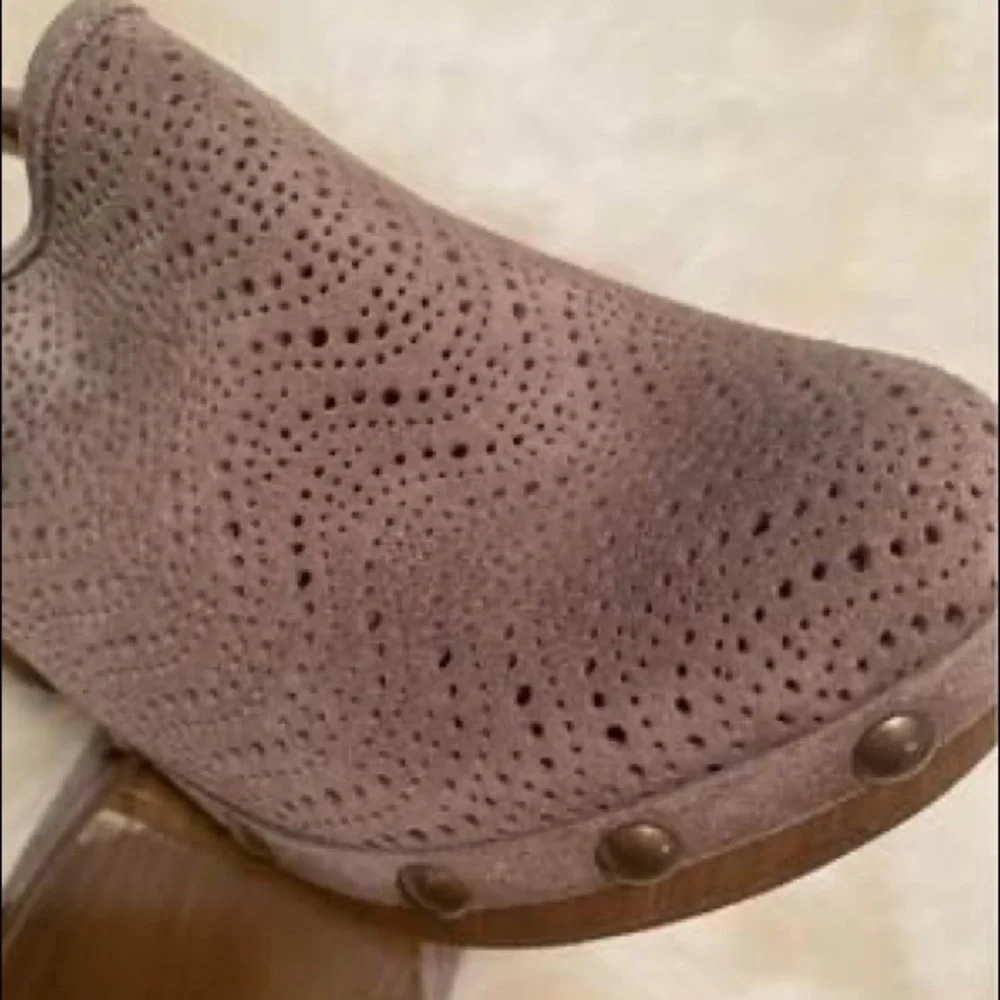 Eric Michael | Women's Brown Embellished Studded Lasercut Julia Clogs Heels